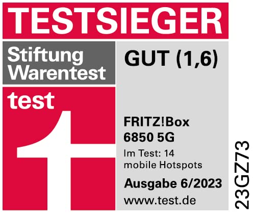 FRITZ!Box 6850 5G – LTE/5G Router, bis 1.300 Mbit/s, WLAN AC+N, Gigabit-LAN, DECT-Basis
