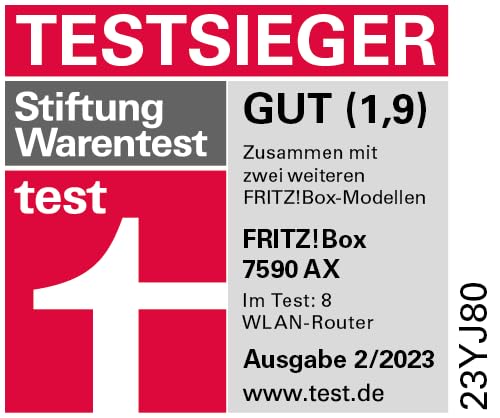 FRITZ!Box 7590 AX – Wi-Fi 6 DSL-Router, Dualband, WLAN Mesh, DECT-Basis