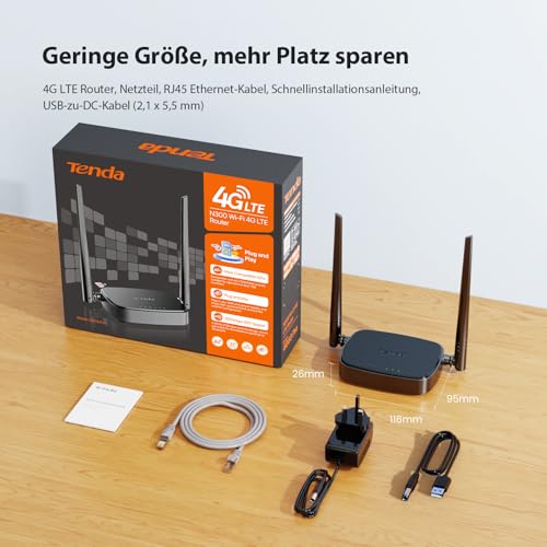 Tenda 4G03 Pro – 4G LTE Router, Nano-SIM, bis 300 Mbit/s, Fast-Ethernet