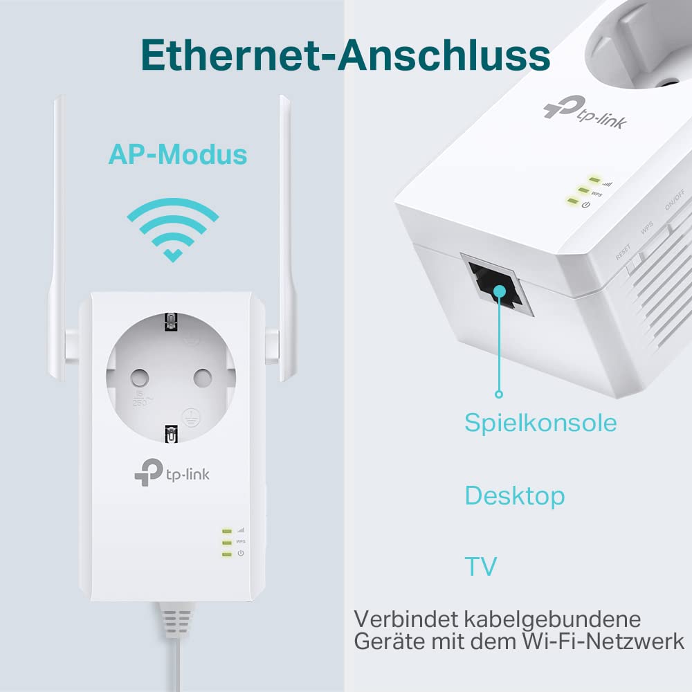 TP-Link TL-WA860RE – WLAN Repeater mit Steckdose, 300 Mbit/s, LAN-Port