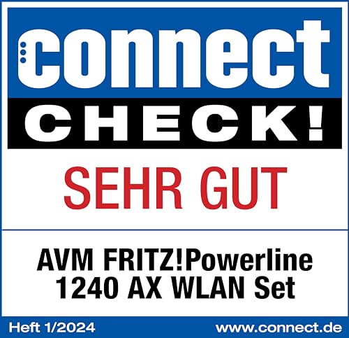 FRITZ!Powerline 1240 AX – WLAN Set mit Wi-Fi 6, bis 1.200 Mbit/s, Mesh