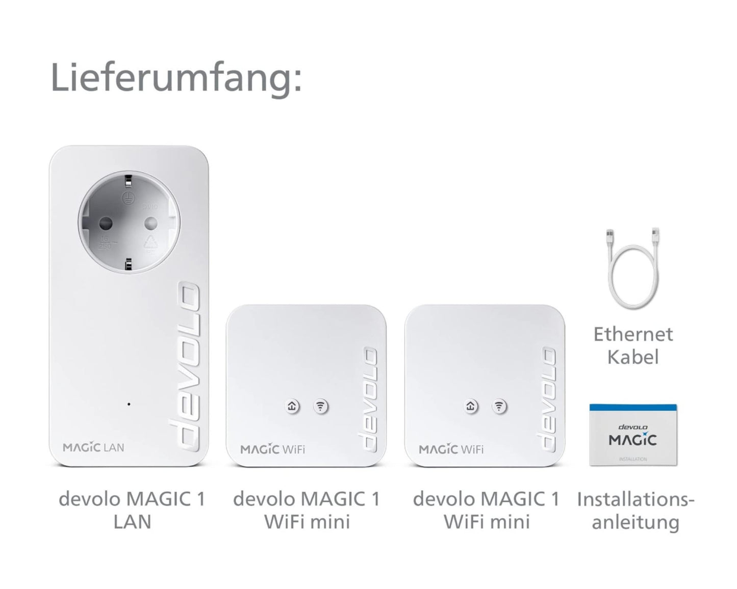 devolo Magic 1 WiFi Mini – Powerline Adapter mit WLAN AC1200, LAN-Anschluss