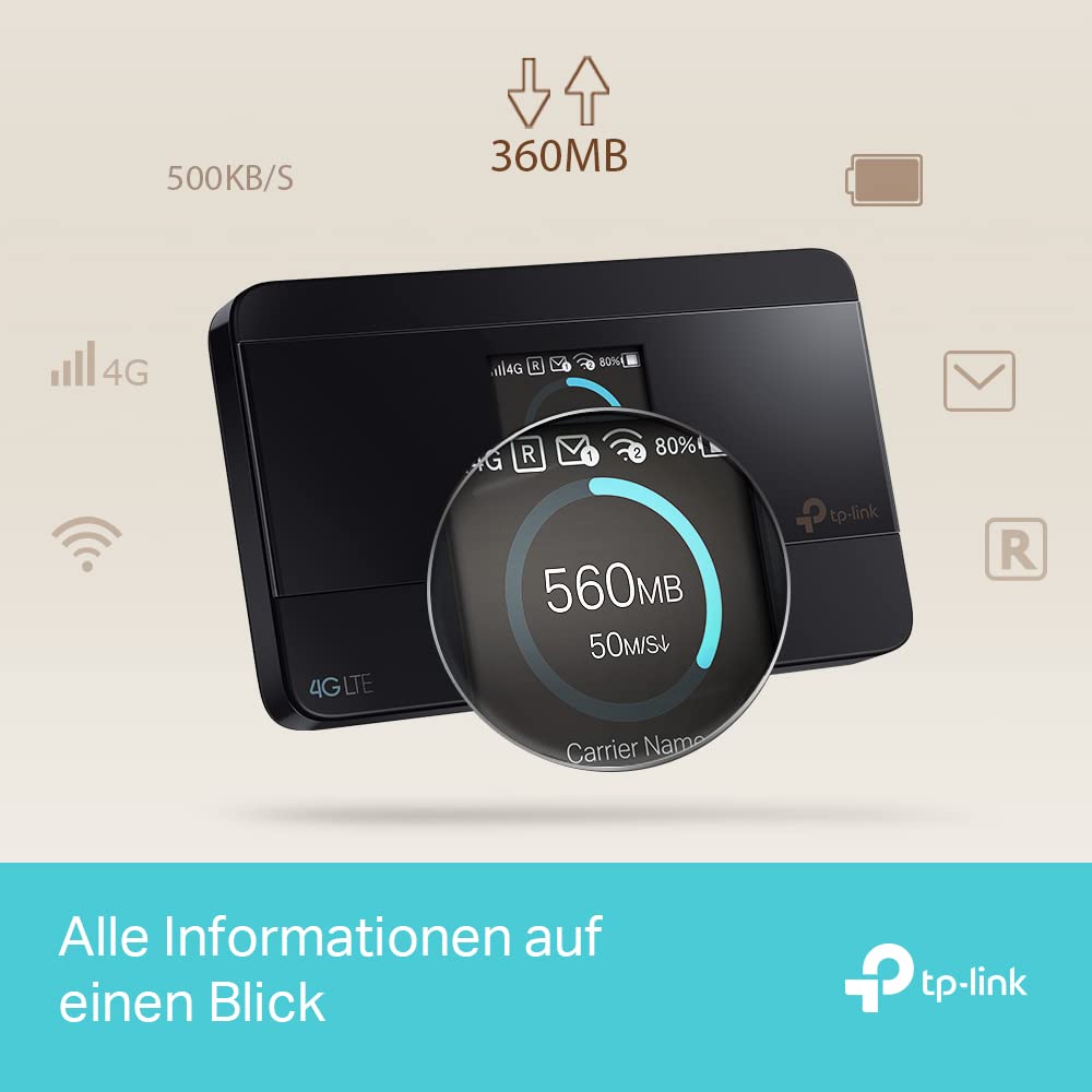TP-Link M7350 – Mobiler 4G/LTE-Router mit bis zu 150 Mbit/s, Hotspot, Akku
