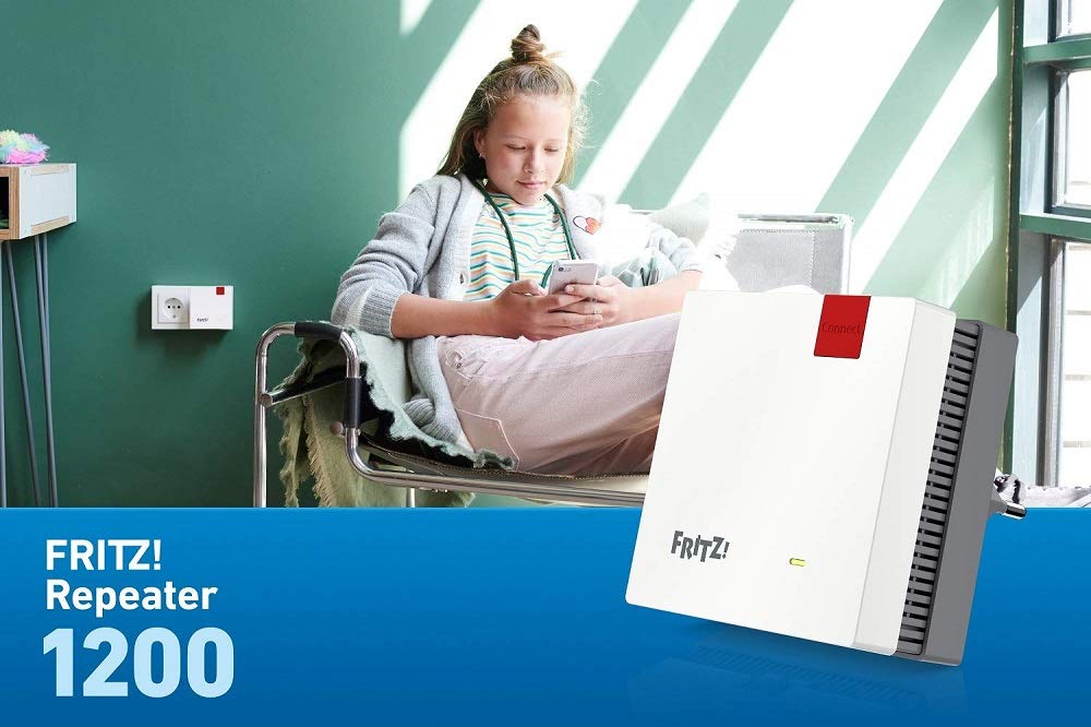 FRITZ!WLAN Repeater 1200 – Dualband Repeater AC1200, bis 866 Mbit/s, Mesh