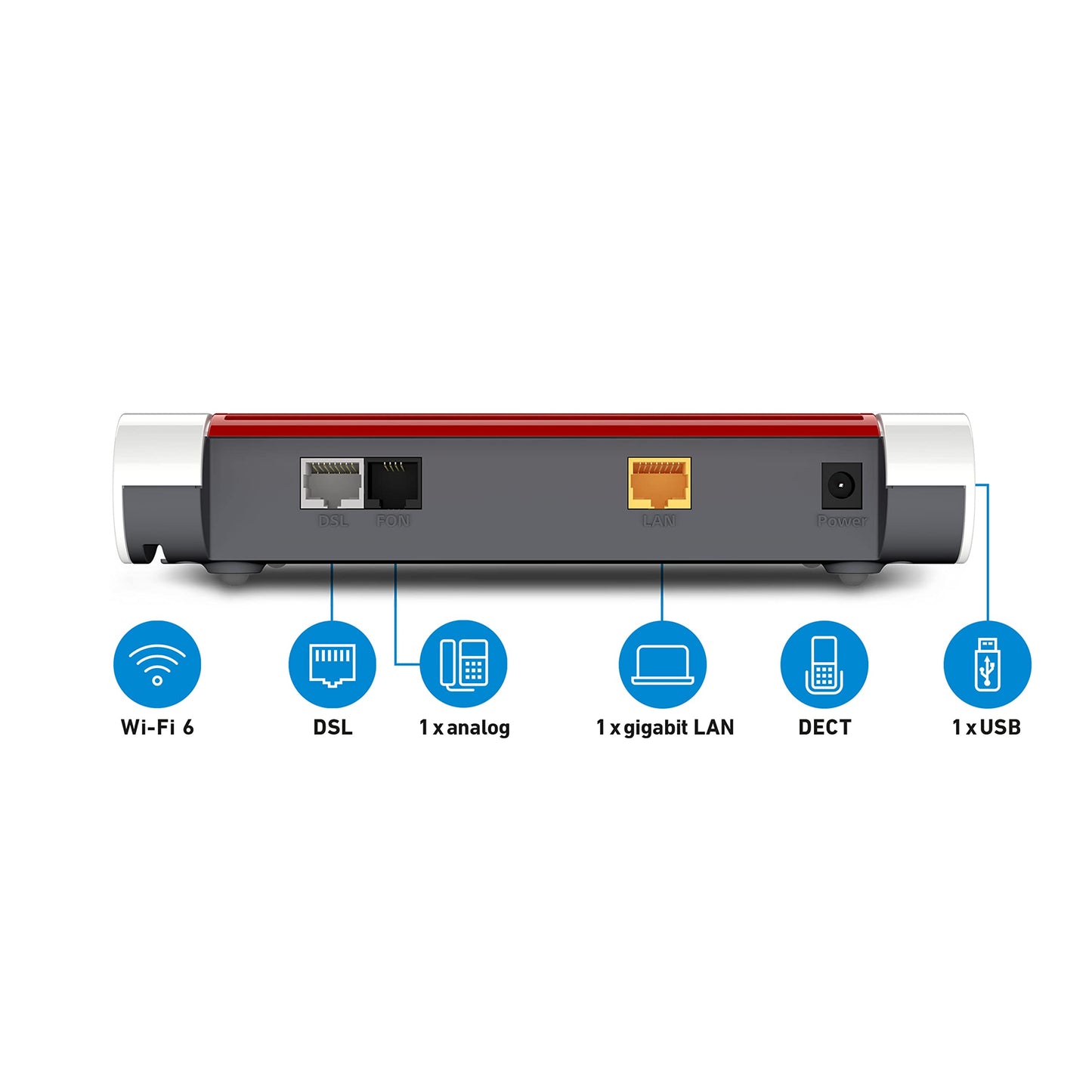 FRITZ!Box 7510 – Wi-Fi 6 DSL-Router bis 300 Mbit/s, WLAN Mesh, DECT-Basis