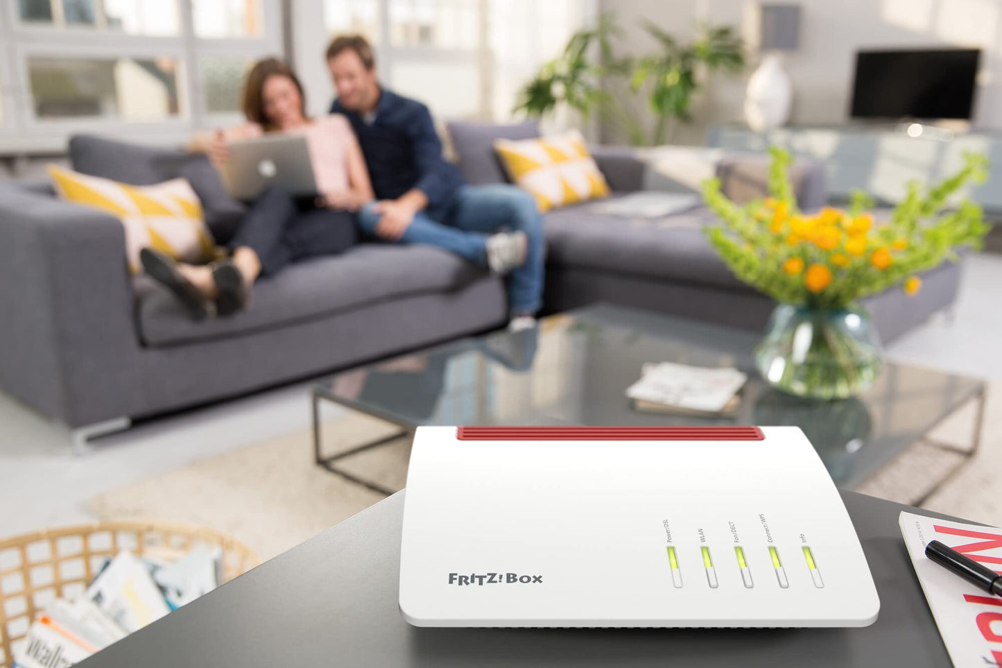 FRITZ!Box 7590 AX – DSL-Router mit Wi-Fi 6, bis 1.733 Mbit/s, Mesh, DECT-Basis