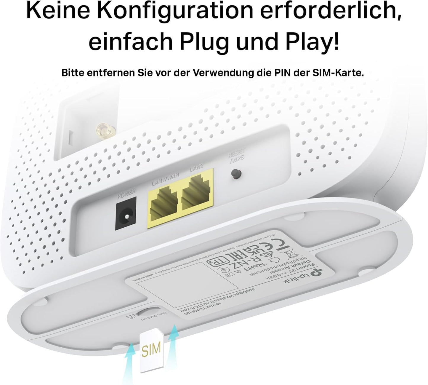 TP-Link TL-MR100 – 4G LTE Router mit SIM-Slot, bis 300 Mbit/s, Plug & Play