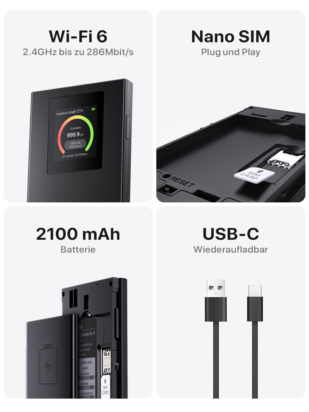 Tenda 4G LTE Router – Mobiler WLAN Router mit Akku, SIM-Slot, Hotspot, bis 150 Mbit/s