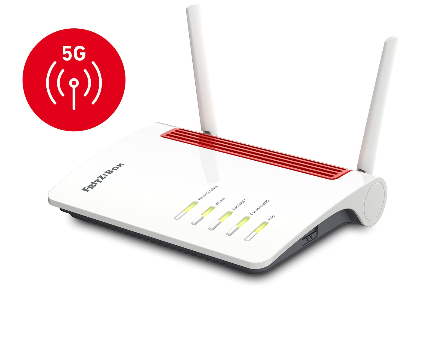 FRITZ!Box 6850 5G – LTE/5G Router, bis 1.300 Mbit/s, WLAN AC+N, Gigabit-LAN, DECT-Basis