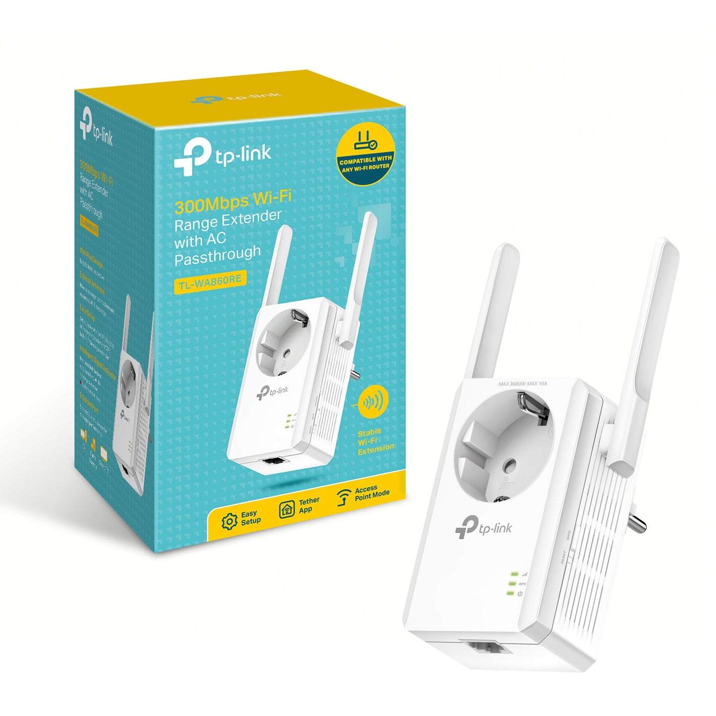 TP-Link TL-WA860RE – WLAN Repeater mit Steckdose, 300 Mbit/s, LAN-Port