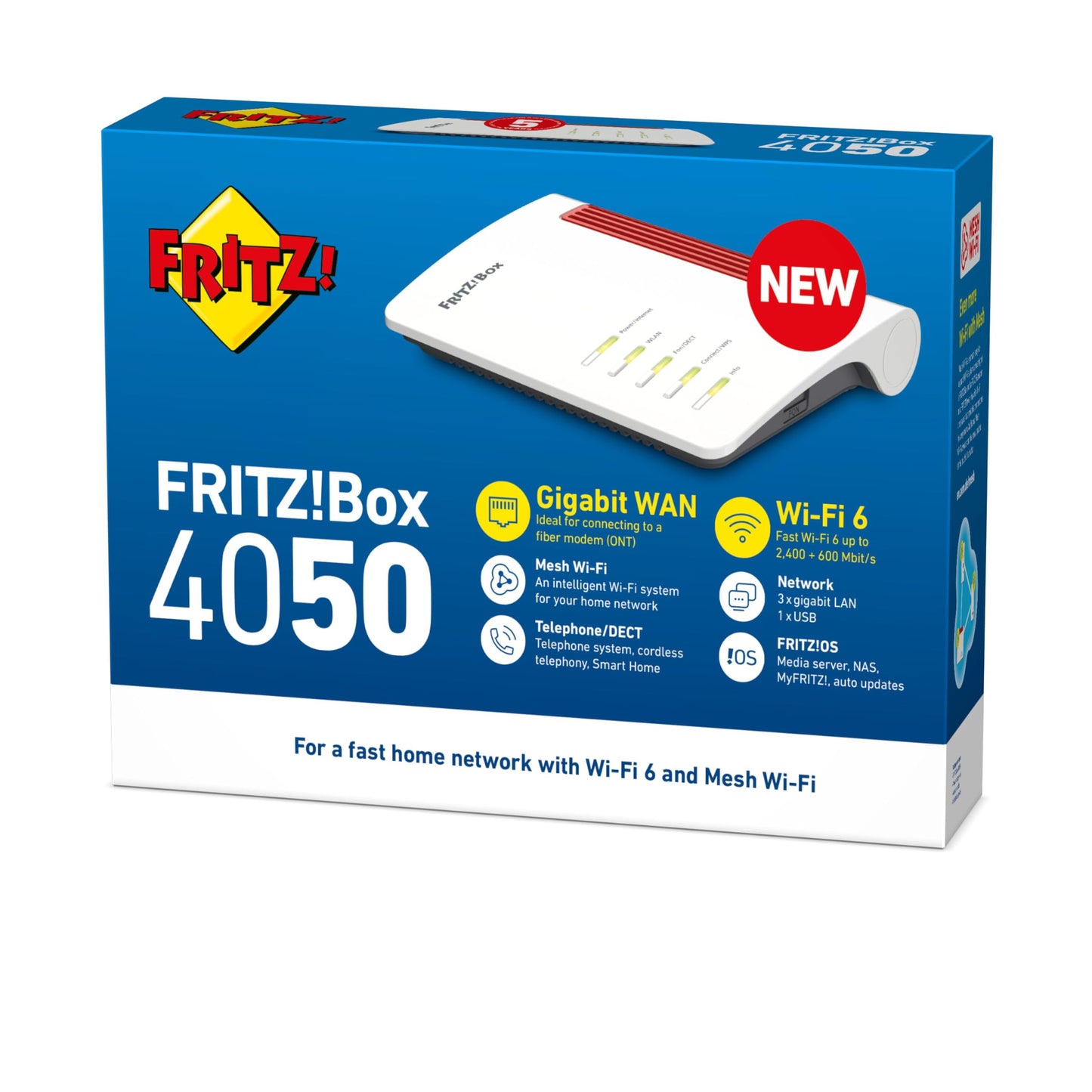 FRITZ!Box 4050 – WLAN 6 Router mit ONT-Modem, 3x Gigabit-LAN, DECT, VPN, VoIP