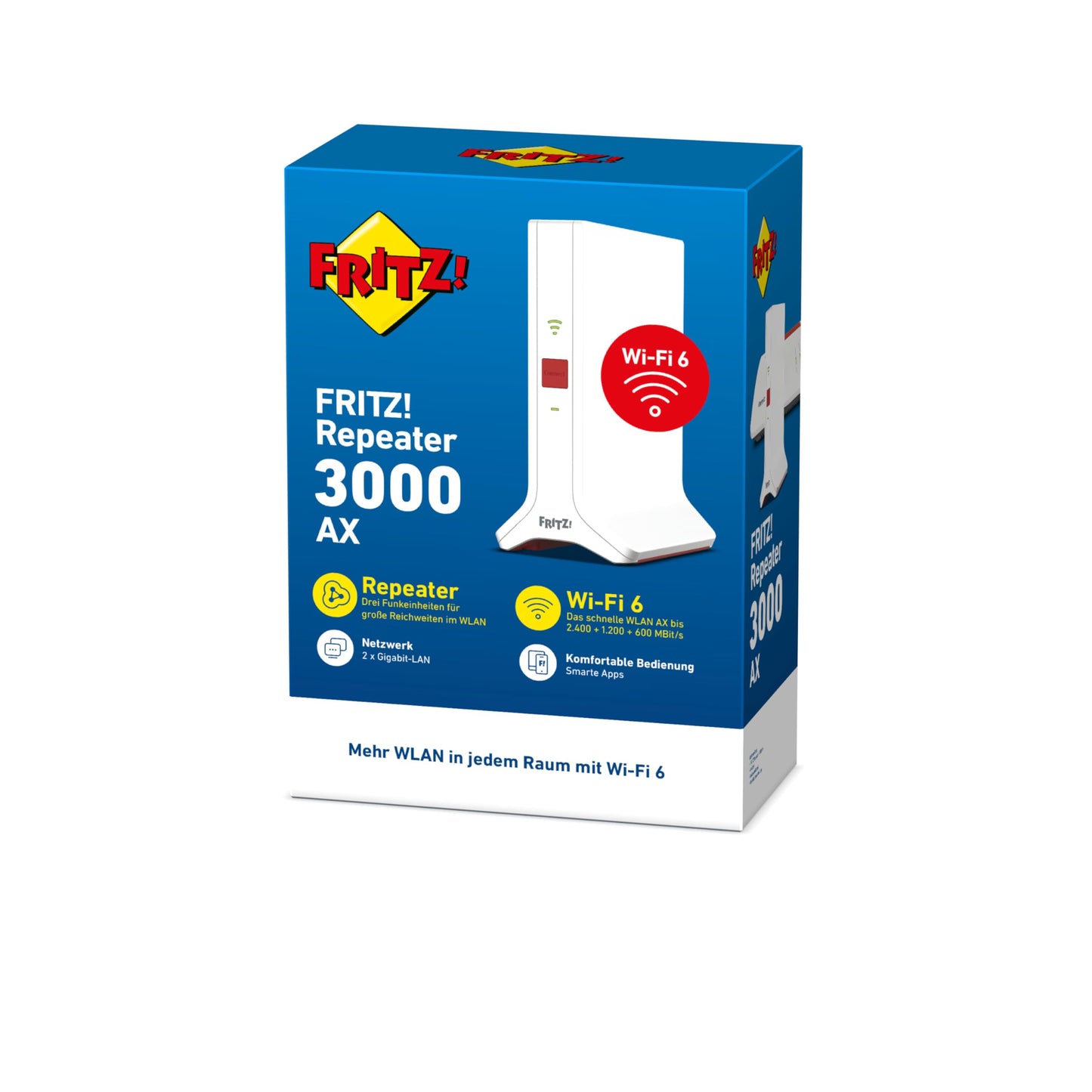 FRITZ!Repeater 3000 AX – Tri-Band WLAN Repeater mit Wi-Fi 6, Mesh