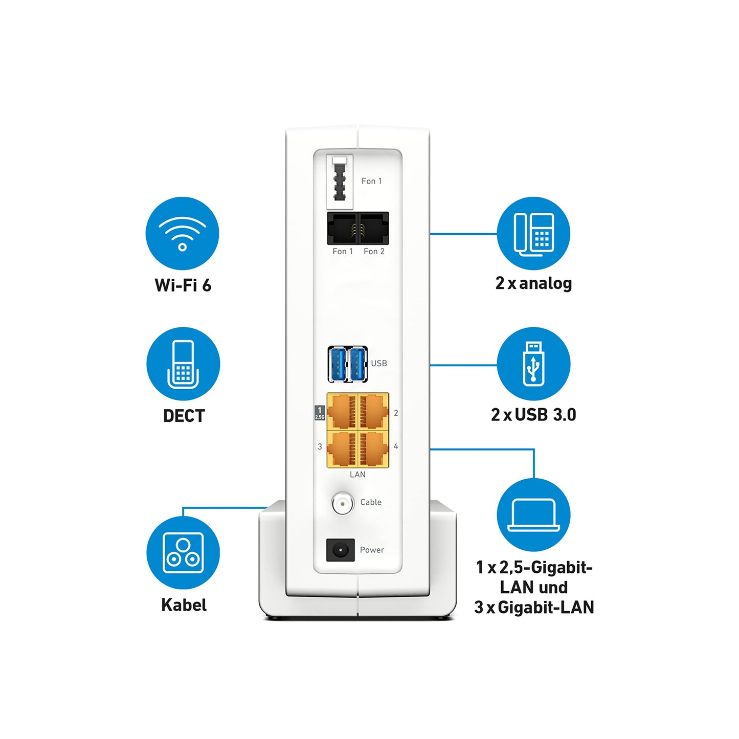 FRITZ!Box 6690 Cable – Kabelrouter mit Wi-Fi 6, Gigabit-LAN, DECT-Basis