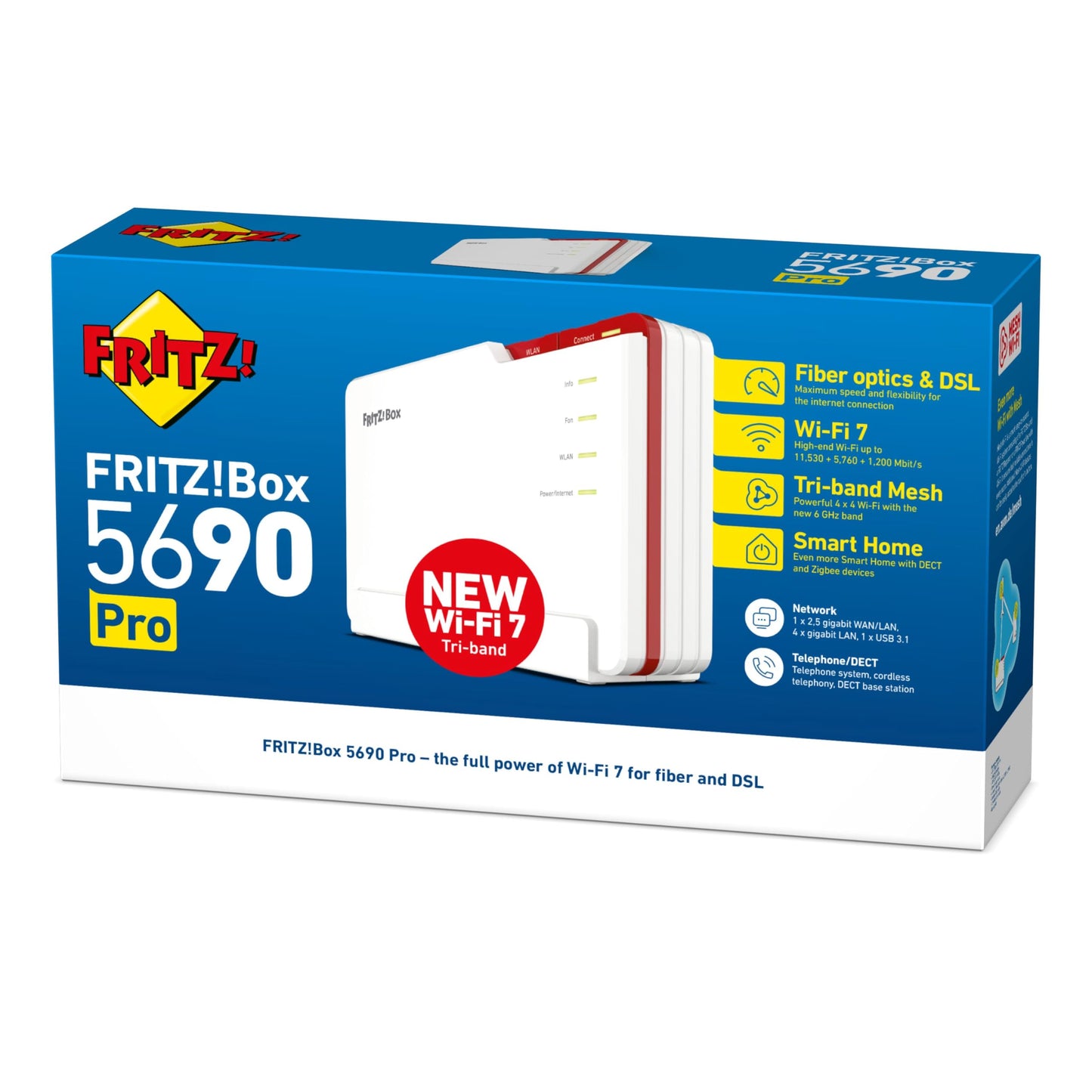 FRITZ!Box 5690 Pro – Premium DSL- und Glasfaser-Router mit Wi-Fi 7, DECT-Basis, Mesh