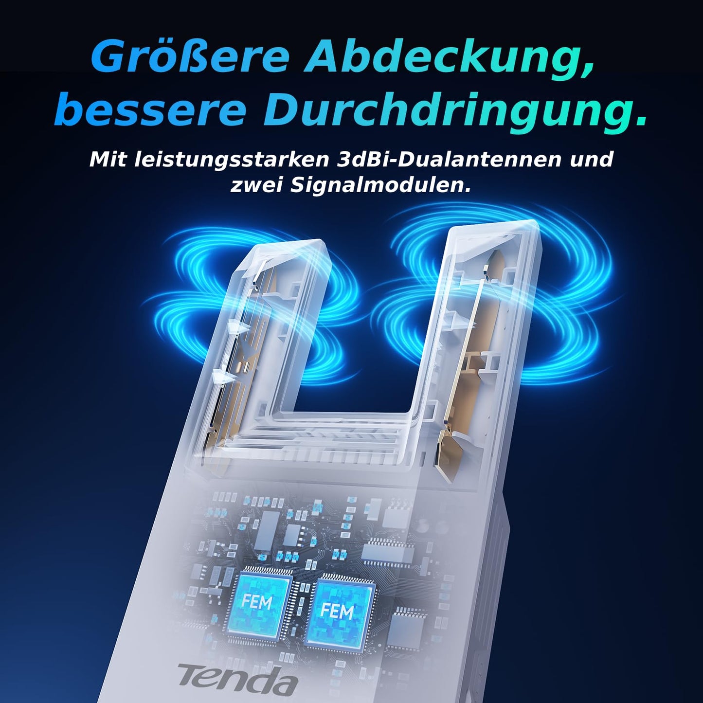 Tenda A18 Pro – WLAN Verstärker AC1200, Dualband, Gigabit-LAN, App-Steuerung