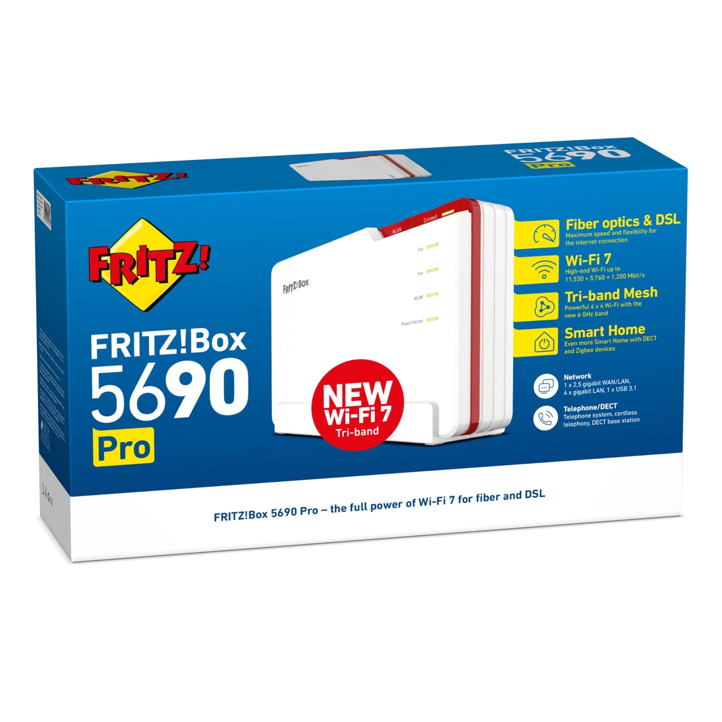 FRITZ!Box 5690 Pro – Premium DSL- und Glasfaser-Router mit Wi-Fi 7, DECT-Basis, Mesh