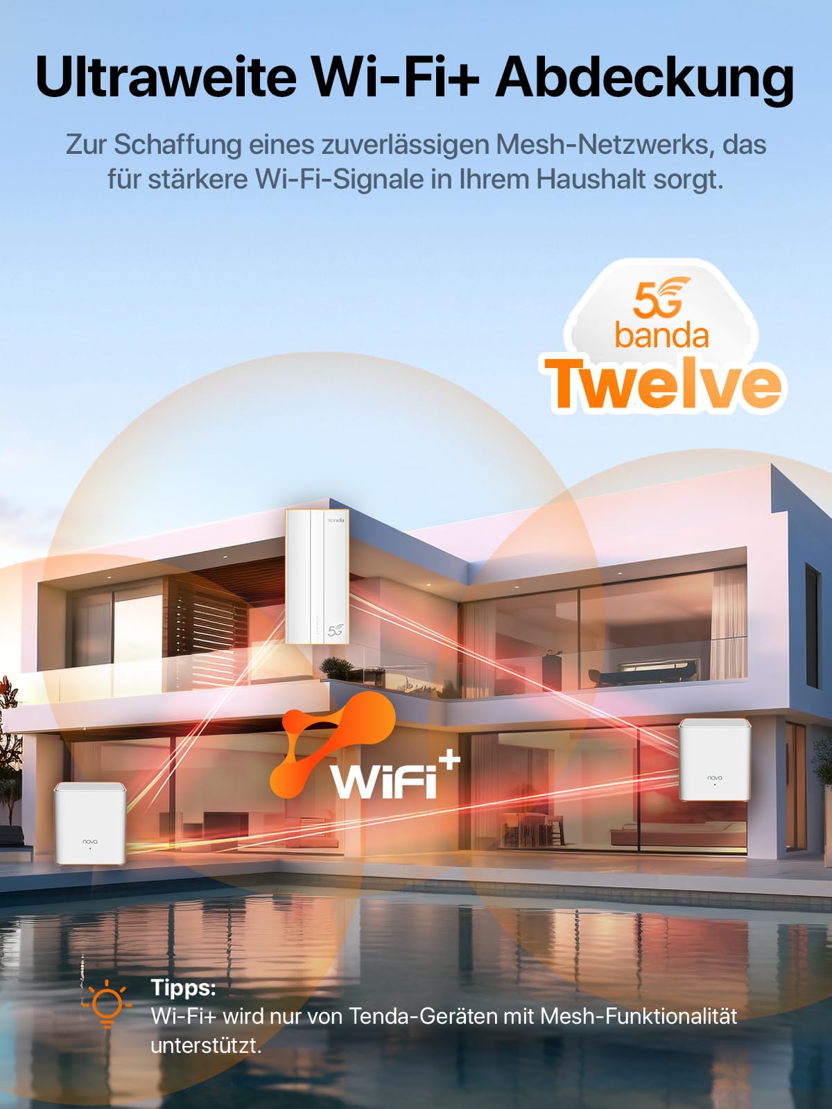 Tenda 5G01 5G NR Router – Wi-Fi 6, bis 1500 Mbit/s, LTE Modem mit SIM-Slot, Gigabit-Port