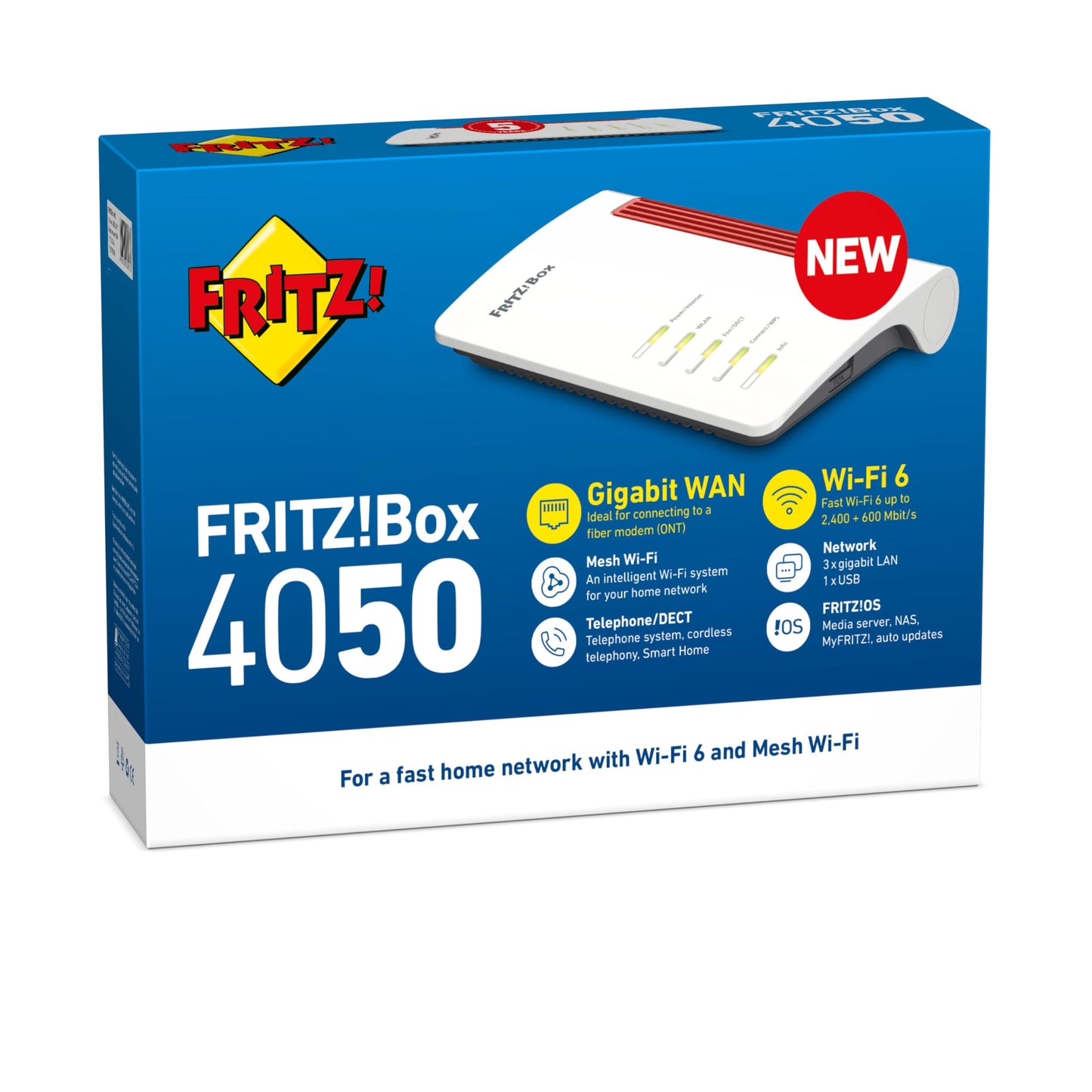 FRITZ!Box 4050 – WLAN 6 Router mit ONT-Modem, 3x Gigabit-LAN, DECT, VPN, VoIP
