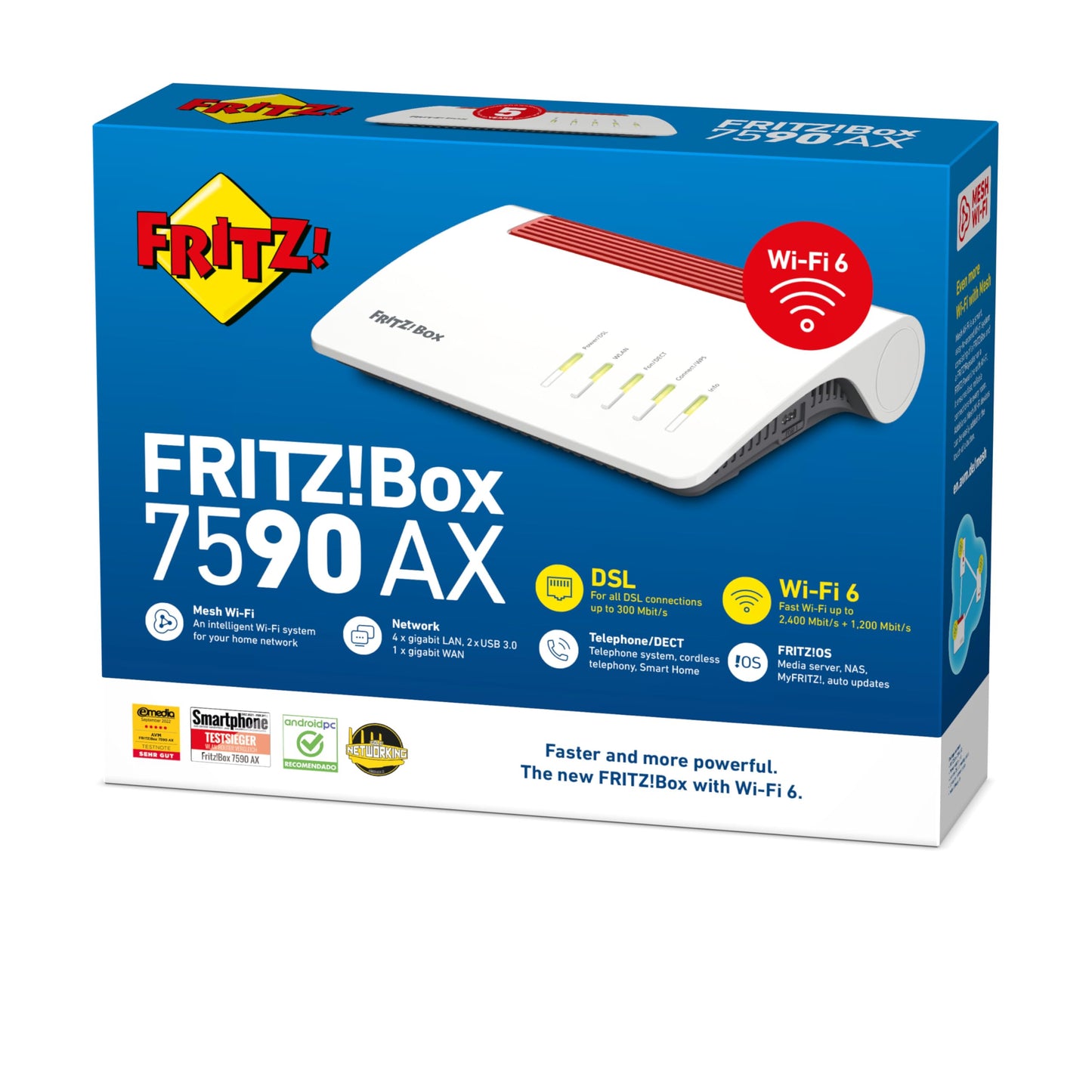 FRITZ!Box 7590 AX – Wi-Fi 6 DSL-Router, Dualband, WLAN Mesh, DECT-Basis