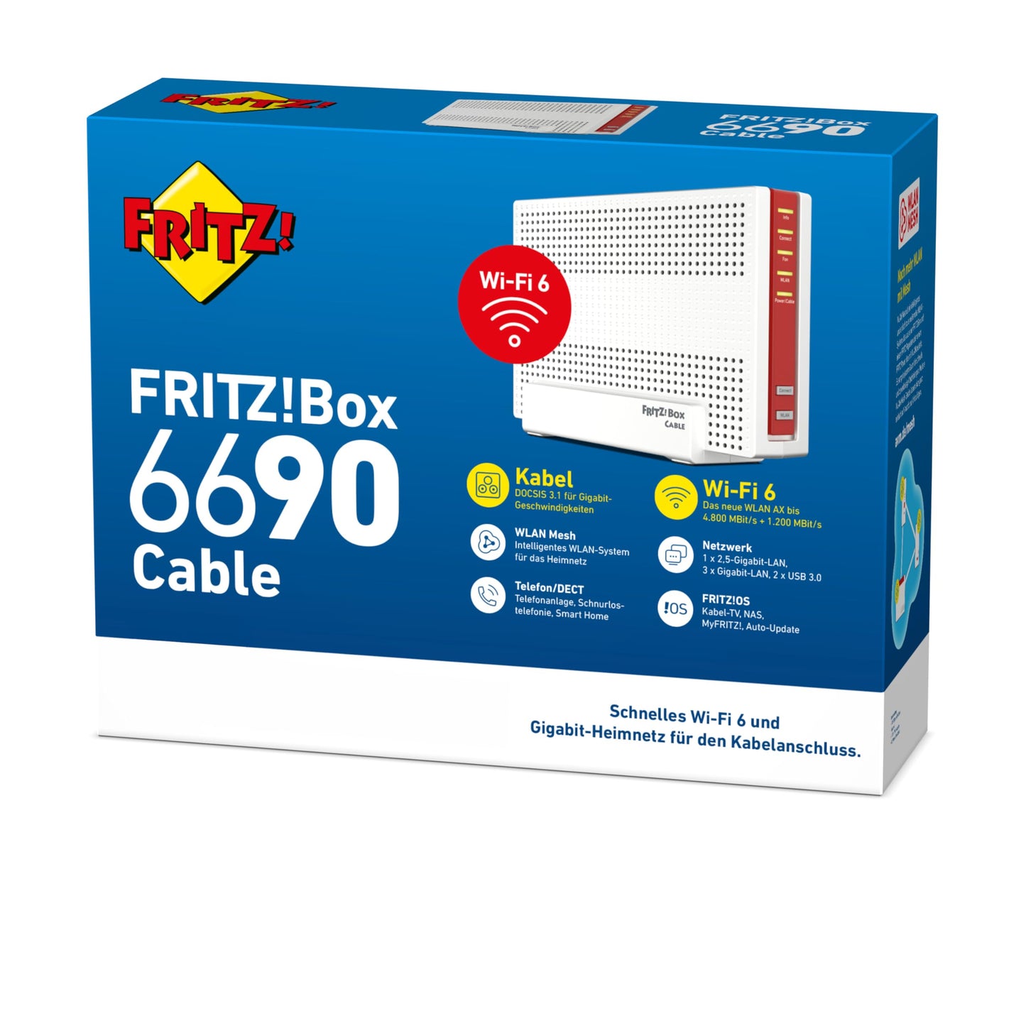 FRITZ!Box 6690 Cable – Kabelrouter mit Wi-Fi 6, Gigabit-LAN, DECT-Basis