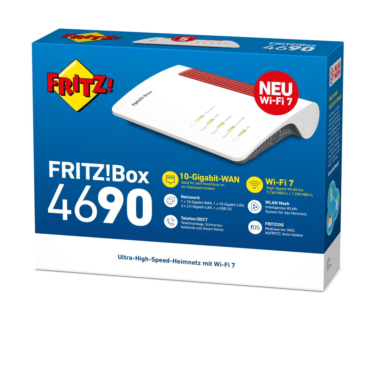 FRITZ!Box 4690 – Wi-Fi 7 Mesh Router für DSL & Glasfaser, bis 9.660 Mbit/s