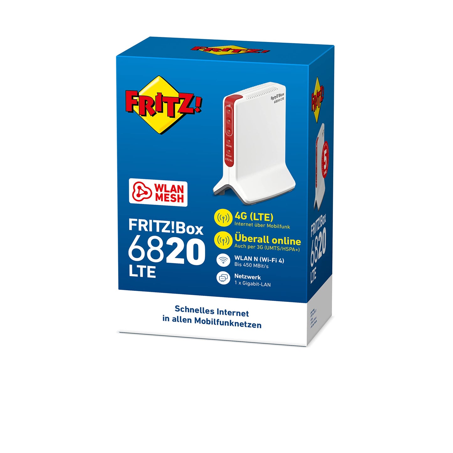 FRITZ!Box 6820 LTE – 4G Router, bis 150 Mbit/s, Gigabit-LAN, kompakt
