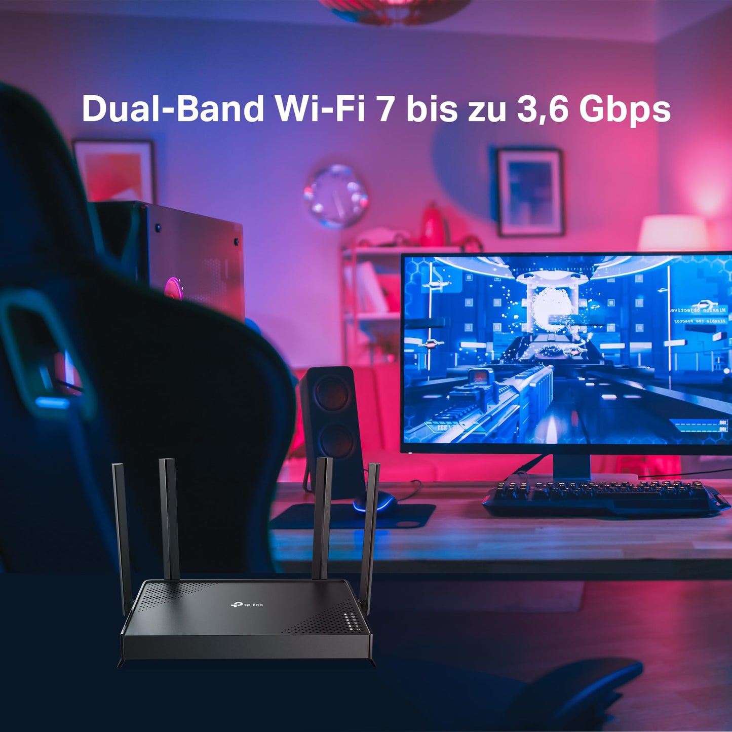 TP-Link Archer BE220 – Wi-Fi 7 Router, Dualband, bis 3570 Mbit/s, 5x Gigabit-Port, USB 3.0, EasyMesh