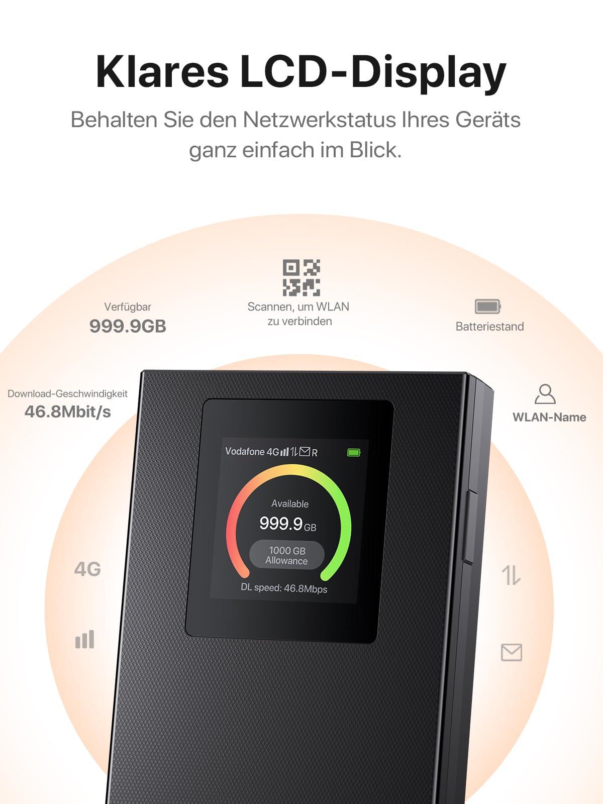 Tenda 4G LTE Router – Mobiler WLAN Router mit Akku, SIM-Slot, Hotspot, bis 150 Mbit/s