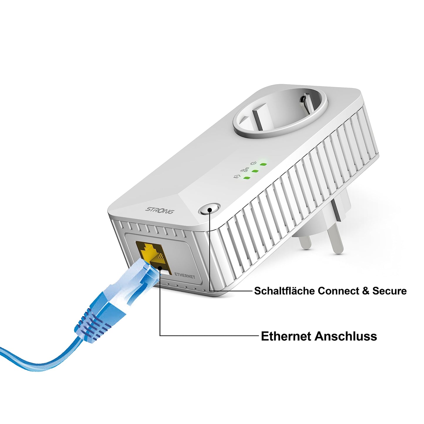 STRONG Powerline 600 Duo Wi-Fi EU Set – Powerline Adapter mit WLAN & Steckdose