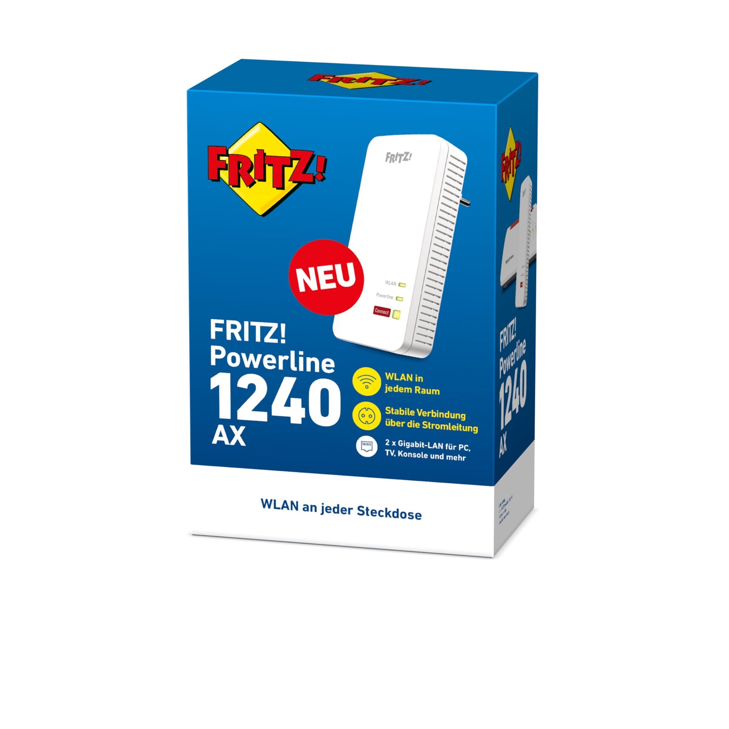 FRITZ!Powerline 1240 AX – WLAN Set mit Wi-Fi 6, bis 1.200 Mbit/s, Mesh