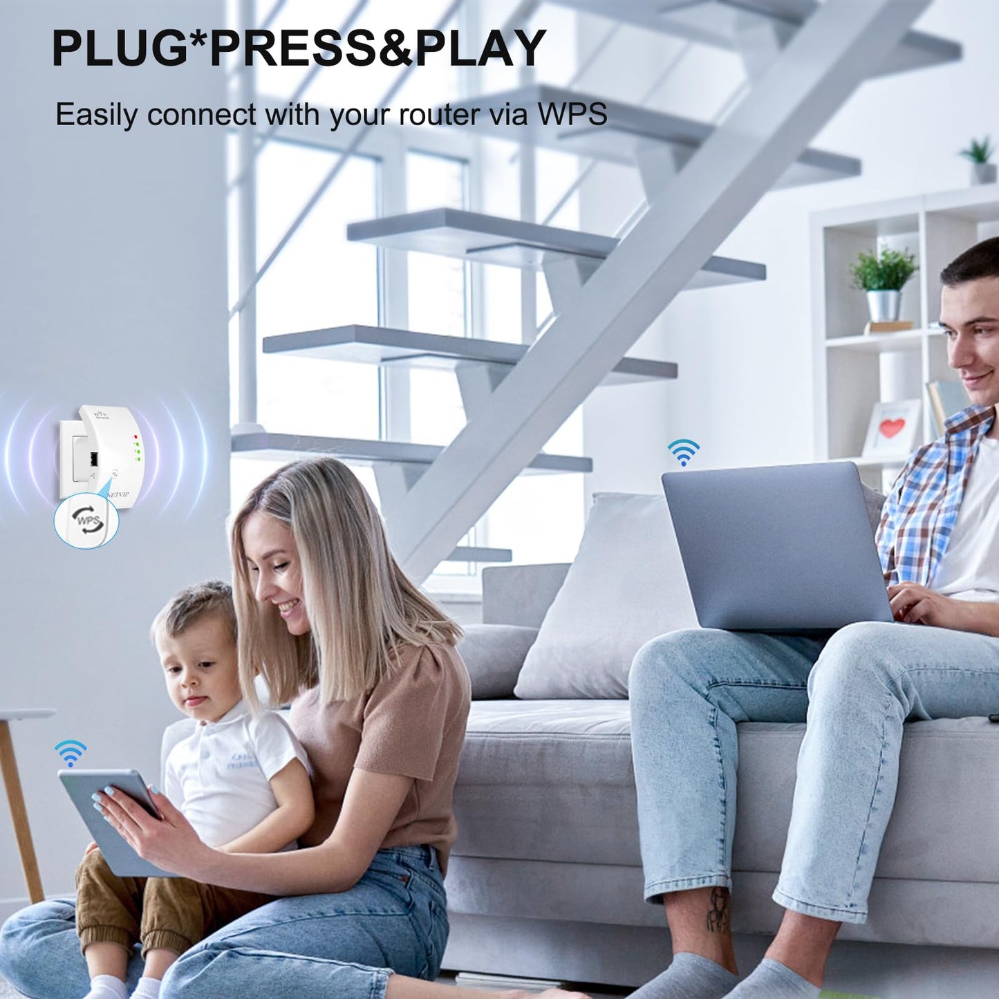 Aigital WLAN Repeater – Verstärker N300, 2,4 GHz, WPS, kompatibel mit allen Routern