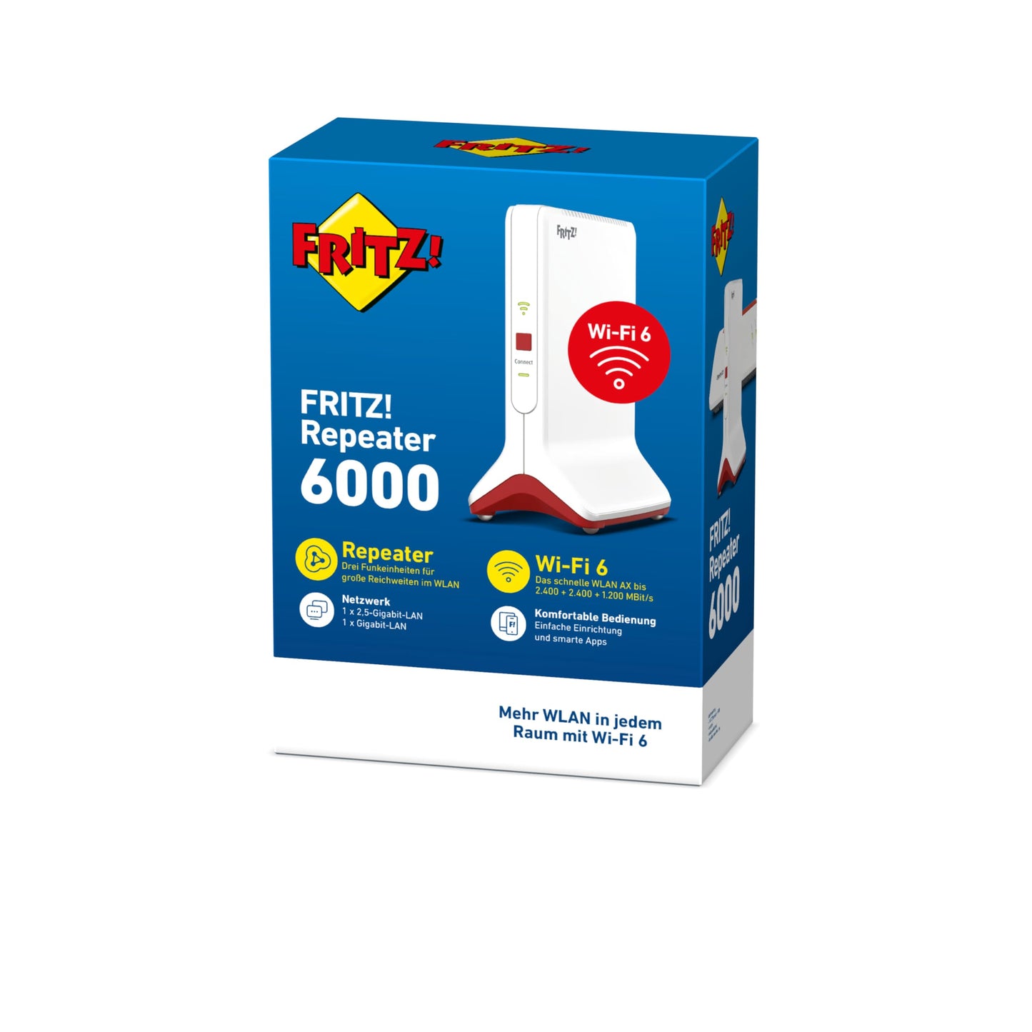 FRITZ!Repeater 6000 – Tri-Band WLAN Repeater mit Wi-Fi 6, Gigabit-LAN