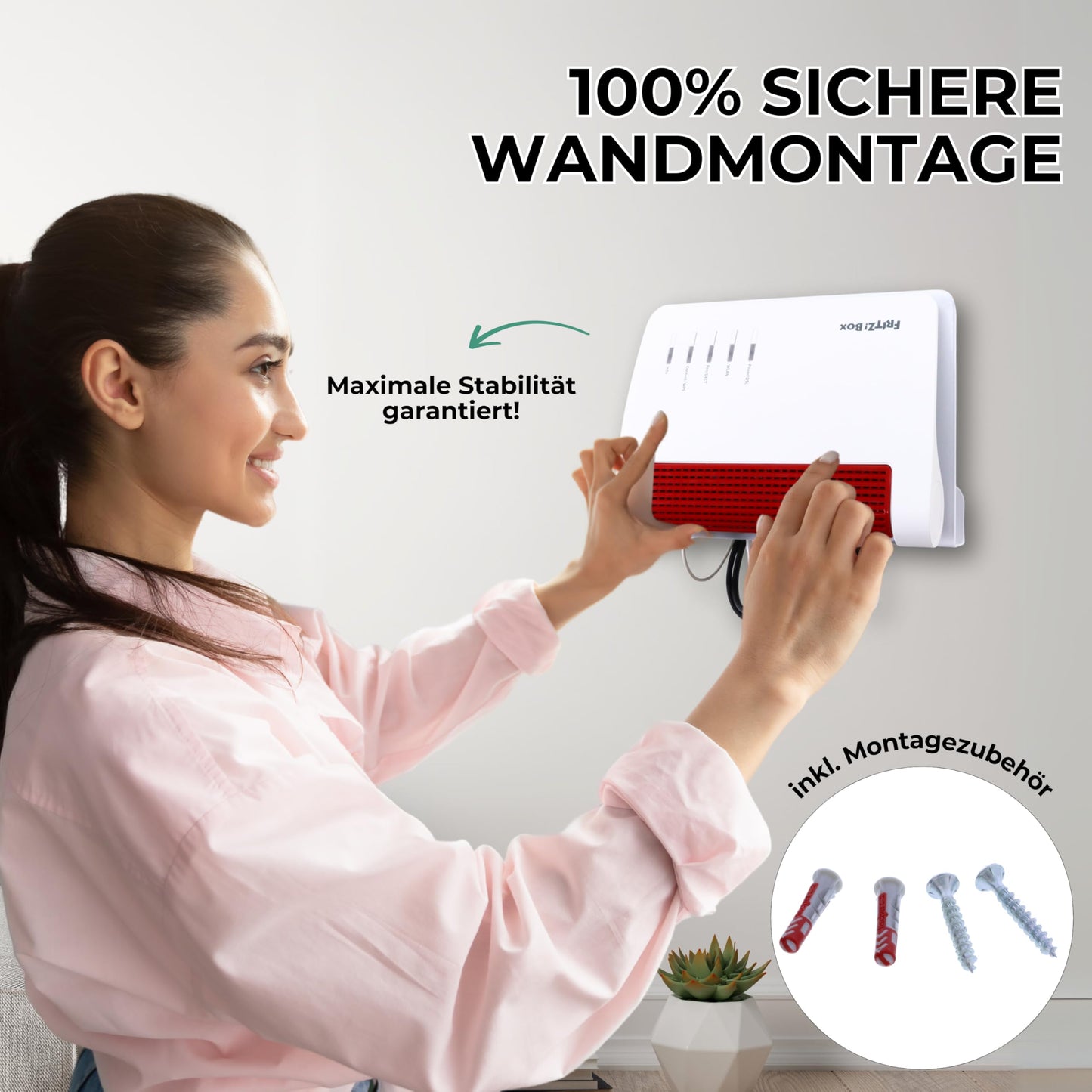 Wandhalterung für FRITZ!Box – kompatibel mit 7590, 7490, 6660, 6890, 6850