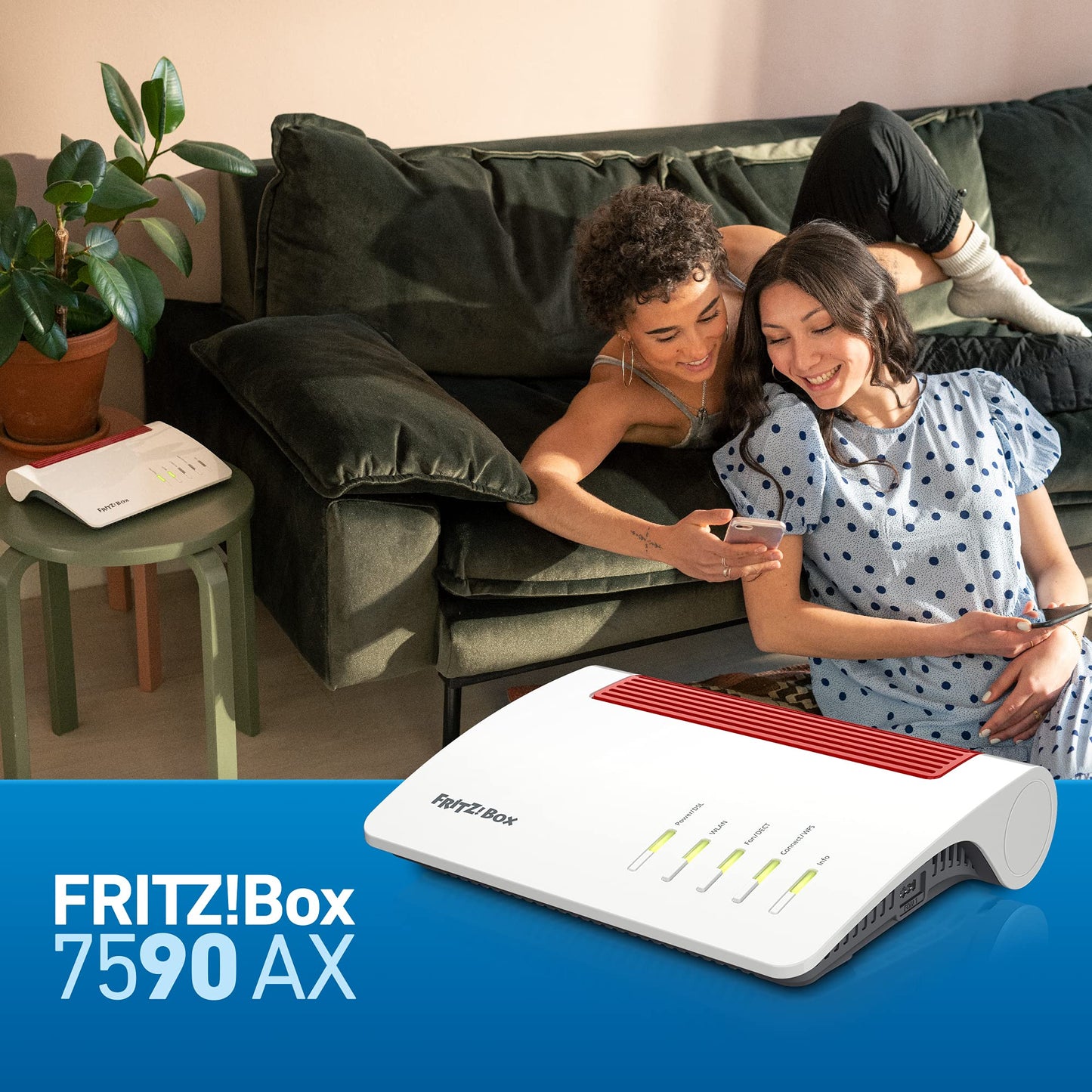 FRITZ!Box 7590 AX – Wi-Fi 6 DSL-Router, Dualband, WLAN Mesh, DECT-Basis
