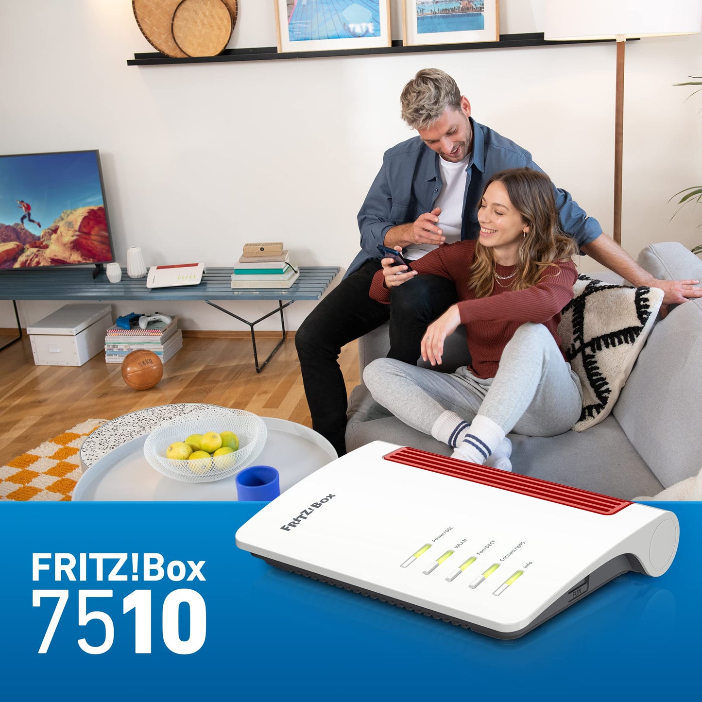 FRITZ!Box 7510 – Wi-Fi 6 DSL-Router bis 300 Mbit/s, WLAN Mesh, DECT-Basis