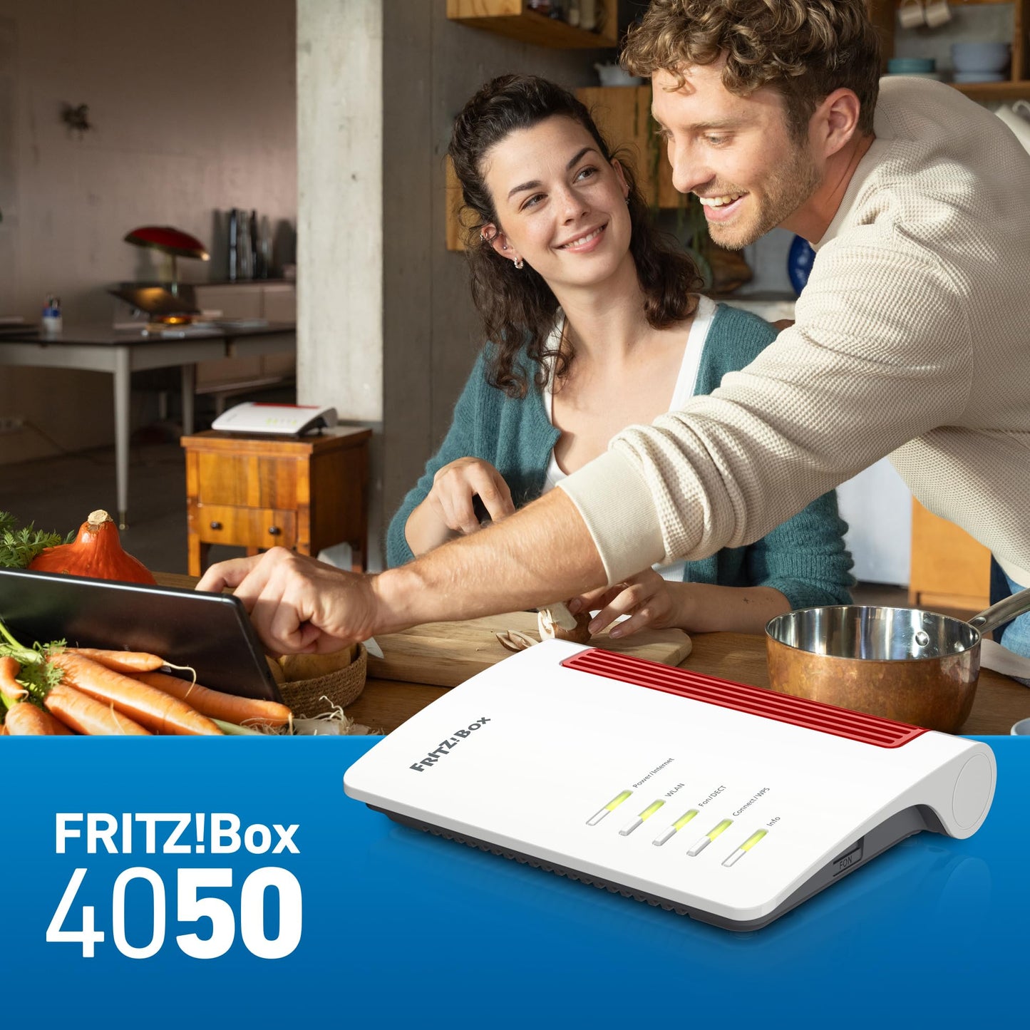 FRITZ!Box 4050 – WLAN 6 Router mit ONT-Modem, 3x Gigabit-LAN, DECT, VPN, VoIP