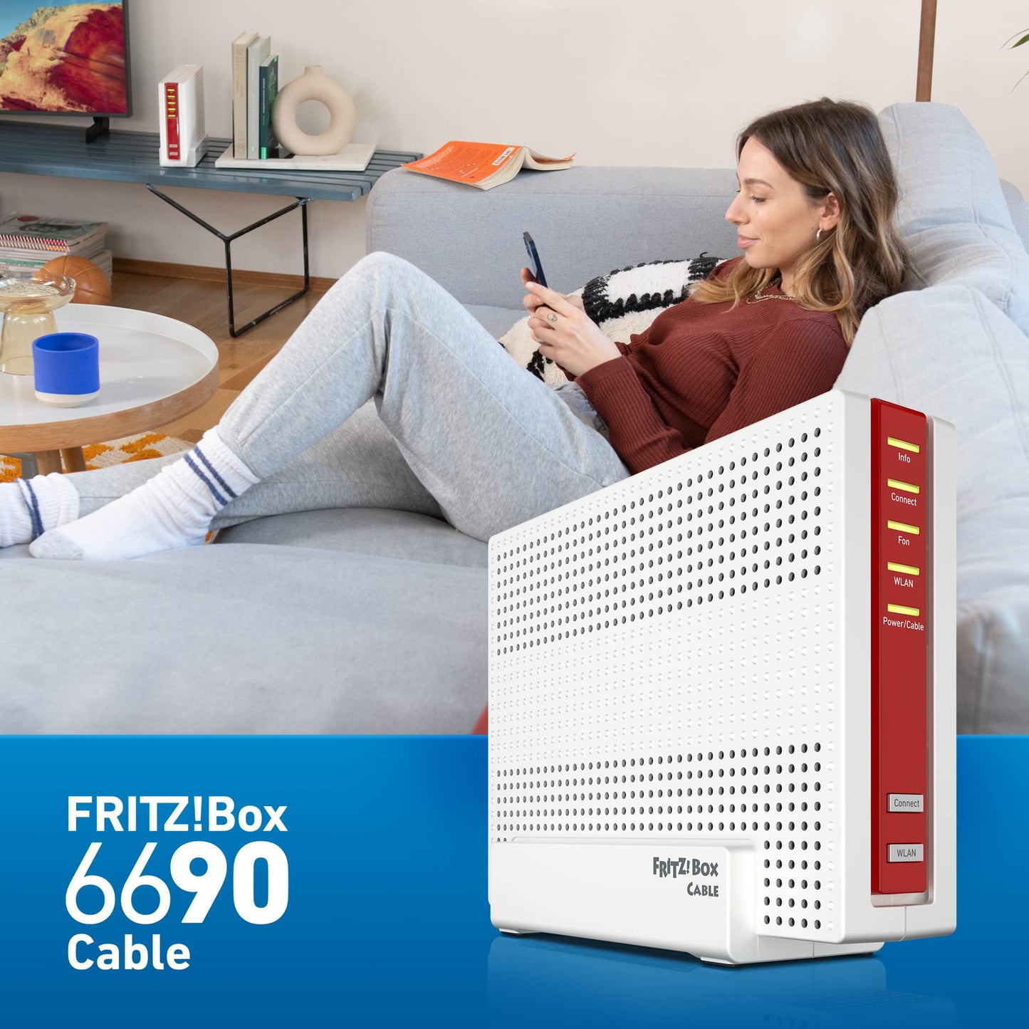 FRITZ!Box 6690 Cable – Kabelrouter mit Wi-Fi 6, Gigabit-LAN, DECT-Basis