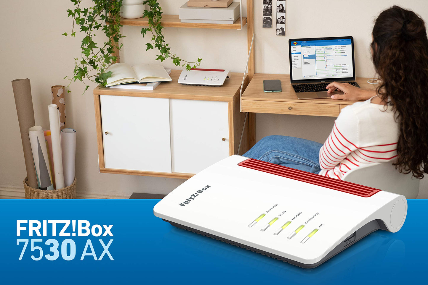 FRITZ!Box 7530 AX – Wi-Fi 6 DSL-Router mit VDSL-Supervectoring, WLAN Mesh, DECT-Basis