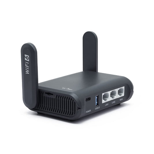 GL.iNet AX1800 (Slate AX) – Mobiler WLAN Router, Wi-Fi 6, VPN, 3x Gigabit-Port, OpenWrt