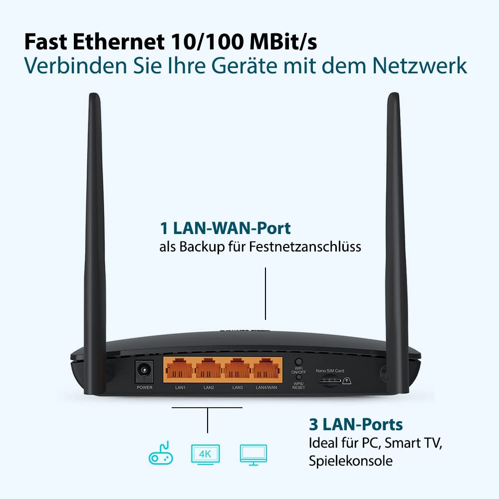 TP-Link TL-MR6400 – 4G LTE Router, SIM-Karten-Slot, bis 150 Mbit/s