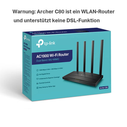 TP-Link Archer C80 – WLAN Router AC1900, Dualband, 1300 Mbit/s + 600 Mbit/s, Gigabit-Ports