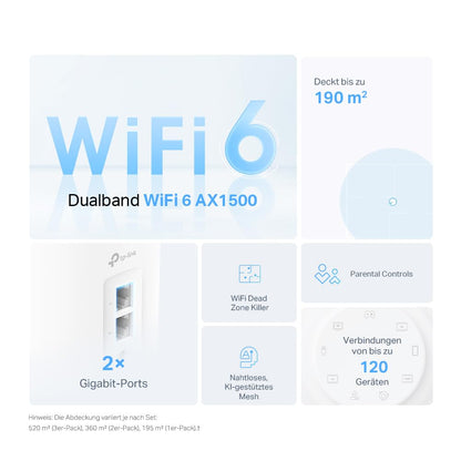 TP-Link Deco X1500 – Mesh WLAN Set mit Wi-Fi 6 AX1500, Dualband Router & Repeater
