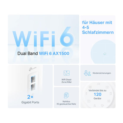 TP-Link Deco X1500 – Mesh WLAN Set (3er Pack), Wi-Fi 6 AX1500, Dualband Router & Repeater