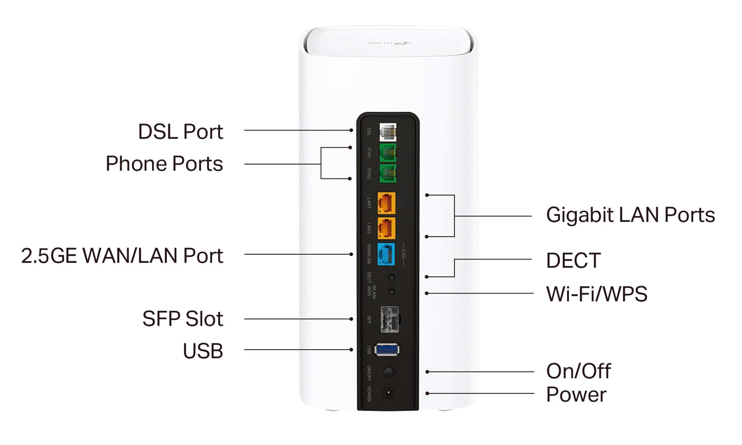 TP-Link VX800v – VDSL Modem Router Wi-Fi 6, bis 3.500 Mbit/s, 5G.Fast, Gigabit-WAN