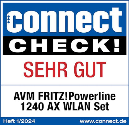 FRITZ!Powerline 1240 AX – WLAN Set mit Wi-Fi 6, bis 1.200 Mbit/s, Mesh