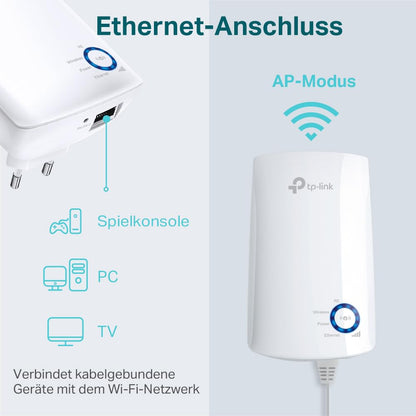 TP-Link TL-WA850RE – WLAN Verstärker N300, App-Steuerung, Ethernet-Port, LED-Anzeige