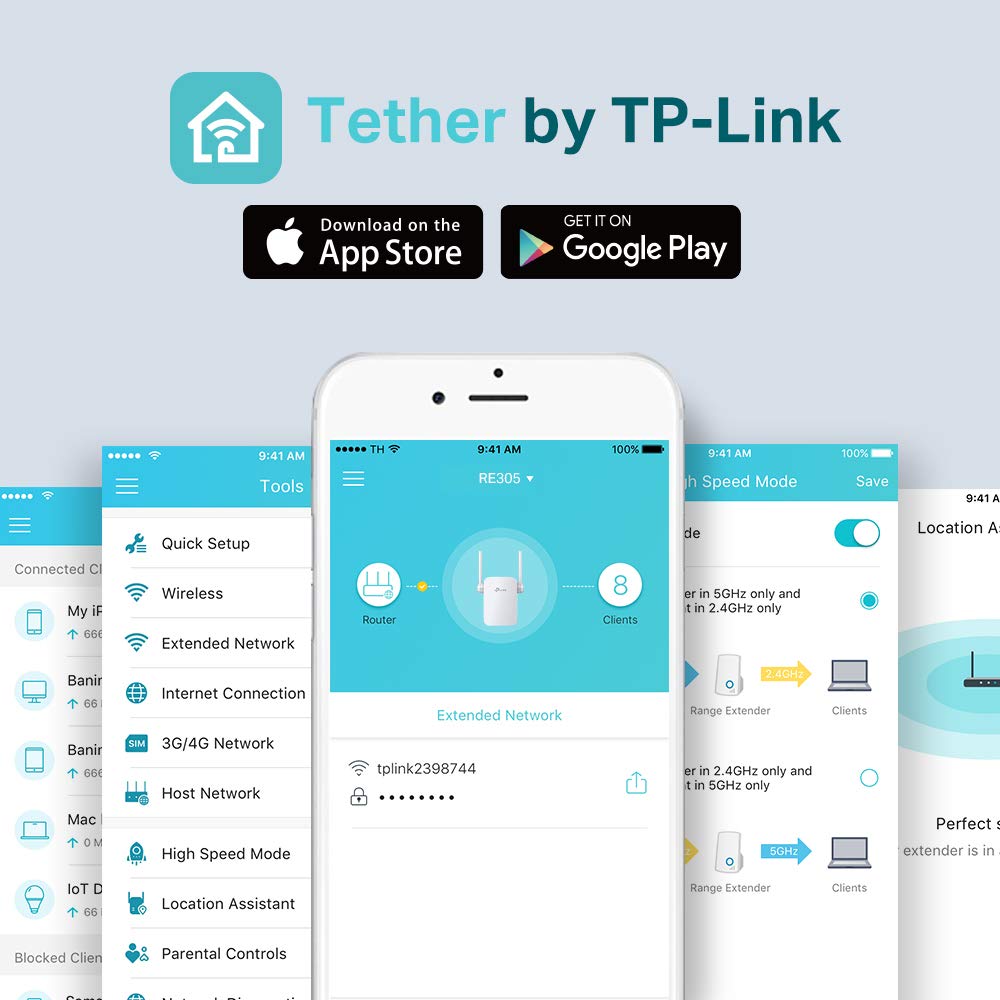 TP-Link RE305 – WLAN Repeater AC1200, Dualband, flexible Antennen, App-Steuerung