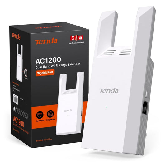 Tenda A18 Pro – WLAN Verstärker AC1200, Dualband, Gigabit-LAN, App-Steuerung