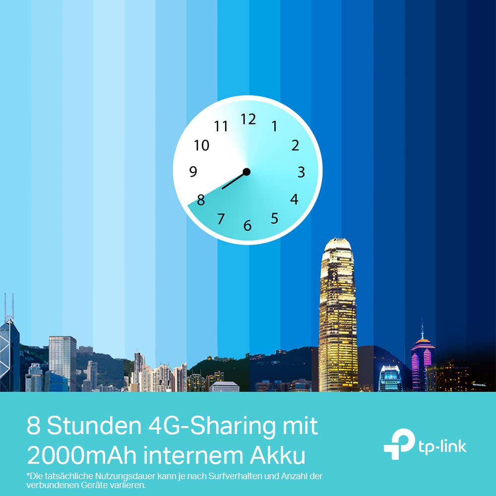 TP-Link M7350 – Mobiler 4G/LTE-Router mit bis zu 150 Mbit/s, Hotspot, Akku