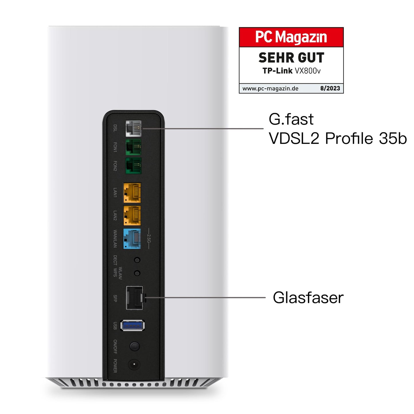 TP-Link VX800v – VDSL Modem Router Wi-Fi 6, bis 3.500 Mbit/s, 5G.Fast, Gigabit-WAN